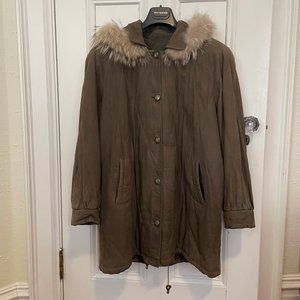 Birger Christensen Parka with Detachable Fur-Lined Hood, Large